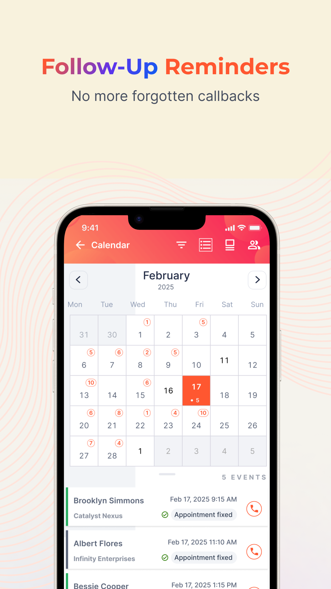 screenshot of Runo Call Management CRM
